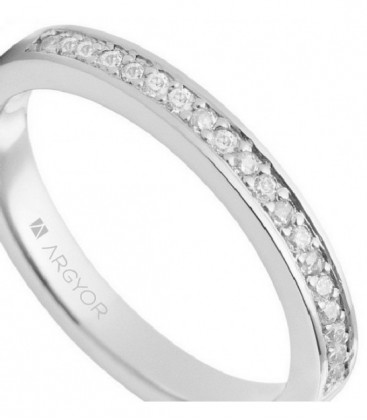 Anillo de diamantes de oro blanco de 18k con 19 diamantes de un total de 0.23ct engastados en carril con granetes - 74B0054