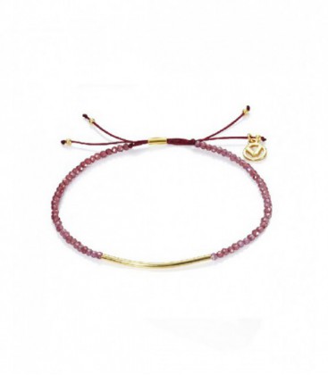 Pulsera Plata de Ley combina piedras rosas y chapa dorada - 4050P100-47