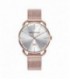 Reloj de Mujer Mark Maddox Midtown tres agujas, caja de acero con IP rosa. Esfera gris, indicadores rosas y malla milanesa. -