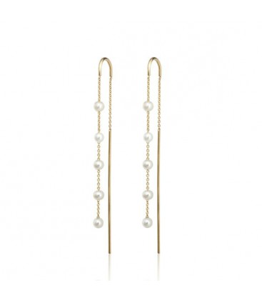 Pendientes de Oro 1ª ley 5 perlas cultivadas cada uno - GR-014