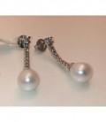 Pendientes Oro Blanco 1ª ley perla Australiana y diamantes talla brillante - 34276P001