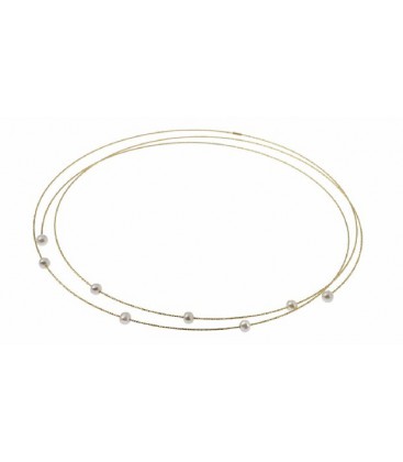 Collar de 3 hilos de oro 1ª ley con 8 perlas naturales - 08-C-GPB-01