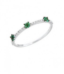 Anillo Esmeraldas y Diamantes talla brillante en Oro Blanco 1ª ley - AA031201SM