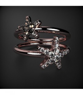 Anillo Oro Rosa 1ª Ley estrellas con diamantes - RP002ADB4/03