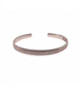 Pulsera esclava en bronce con circonitas y aplique en plata 925 con calcedonia - WB220X