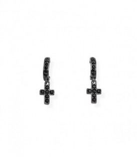 Pendientes Cruz y Circonitas Negro - EBCNN