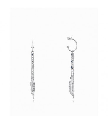 Pendientes Viceroy Kiss de acero con aro y pluma colgando de varias cadenas. - 75308E01000