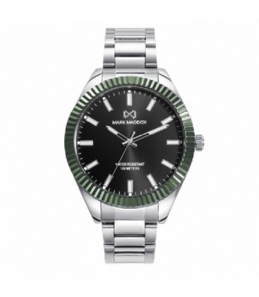 Reloj de hombre SHIBUYA con bisel de aluminio verde, esfera negra y brazalete de acero - HM1005-57