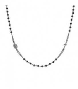 Rosario collar de plata 925 envejecida con cristales, largo 50+3 cm - CRONN3