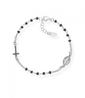 Pulsera Rosario Cristales y Circonitas Negras - BRO25BNZ3