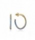 Pendientes Elegant de plata de ley bañado en oro biselado con circonitas azules - 13135E100-33