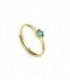 Anillo Clásica de plata de ley con baño de oro y circonita de color verde - 9115A013-32