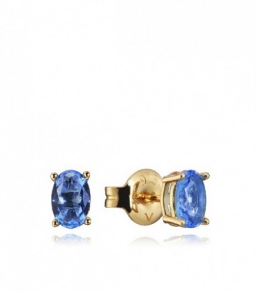 Pendientes Trend de plata de ley bañado en oro con cristal azul - 13129E100-53
