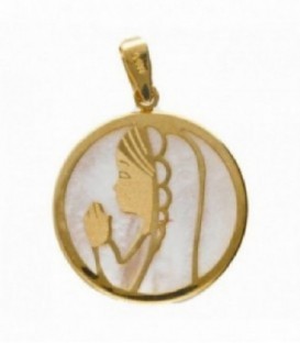 Medalla nacar y oro 1ª ley Virgen Niña - M-121043A
