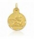 Medalla Ángel de la guarda en Oro de 18 Kl con borde tallado y forma redonda diámetro de 15 mm. - M545