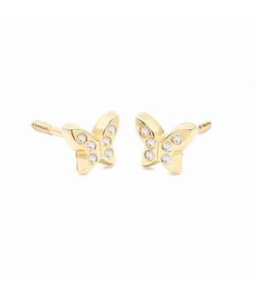 Pendientes bebé mariposa circonitas 4x5 mm Oro amarillo 18K - 1A 2031/1