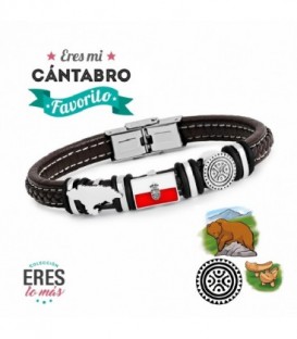 Pulsera de Cantabria Plata de Ley esmalte y Cuero con cierre - 9110640