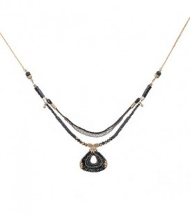 Collar Ayala Bar dorado negro rojo lápiz labial - H3597