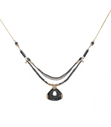 Collar Ayala Bar dorado negro rojo lápiz labial - H3597