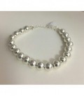 Pulsera plata 1ª ley 20 bolas lisas 8mm 2 bolas extremos 3mm y terminal en cadena - CL08MM